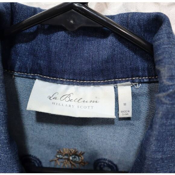 LaBellum Hillary Scott Embellished Denim Jacket sz M - Picture 2 of 3